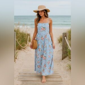 Ever After Floral long dress with‎ side slit NWOT